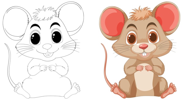 Vecteur gratuit un jeu d'illustrations de souris de dessin animé