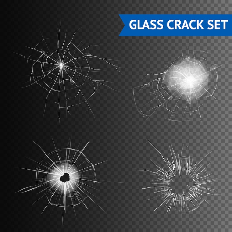 Vecteur gratuit jeu d&#39;images de fissure de verre