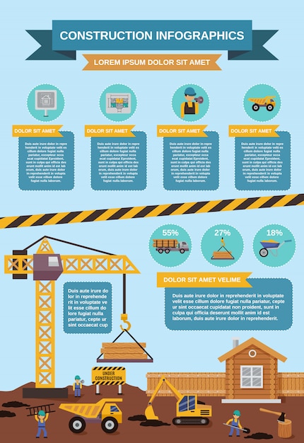 Vecteur gratuit jeu d'infographie de construction