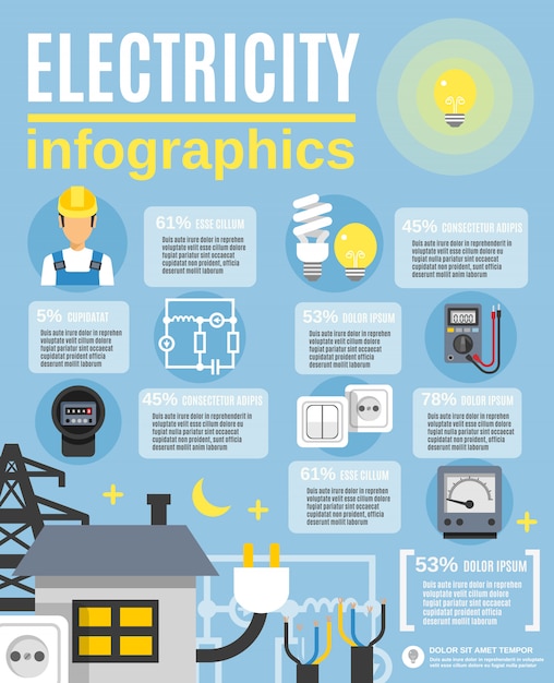 Vecteur gratuit jeu d'infographie électrique