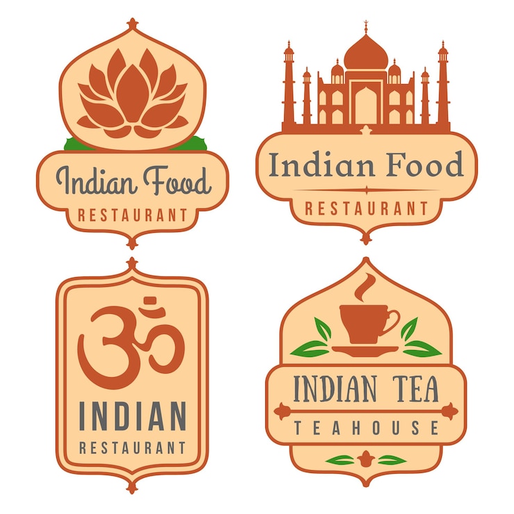 Vecteur gratuit jeu d'insignes de café indien.