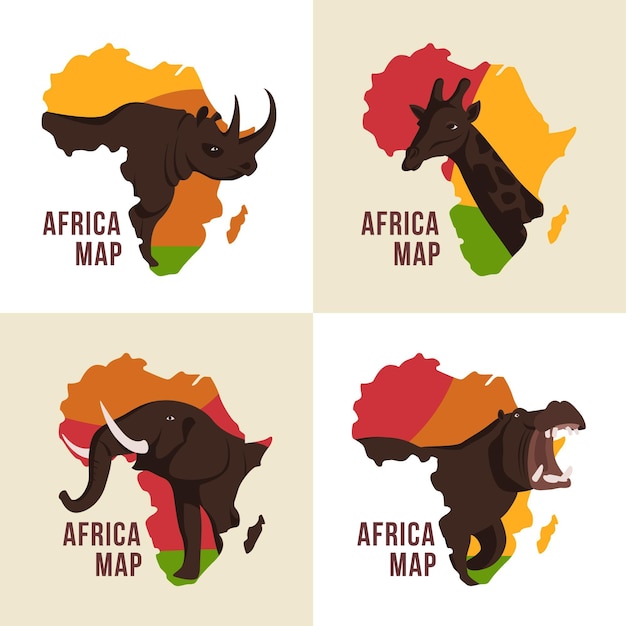 Vecteur gratuit jeu de logo de carte afrique