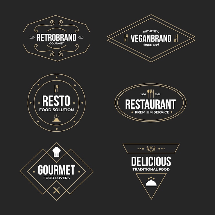 Vecteur gratuit jeu de logo restaurant rétro