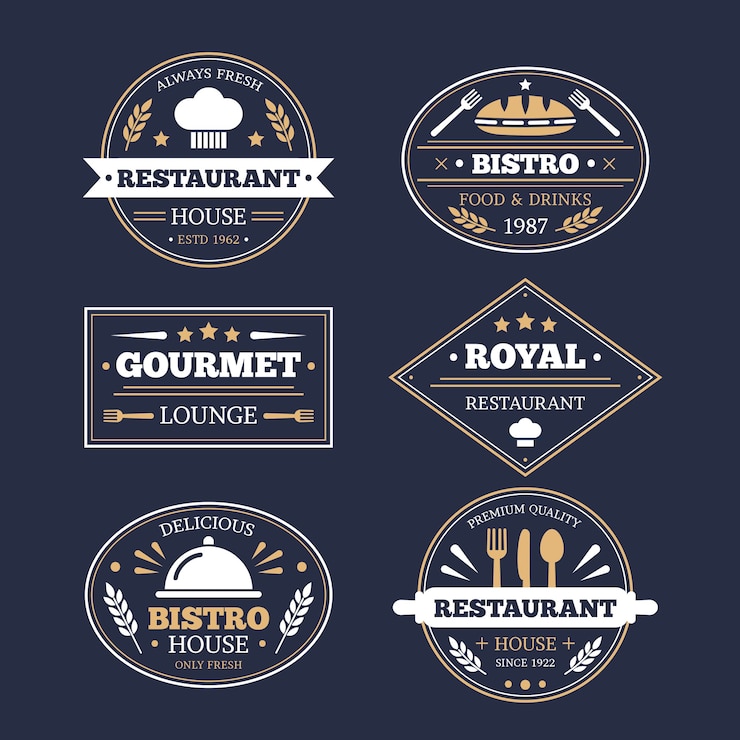 Vecteur gratuit jeu de logo vintage de restaurant