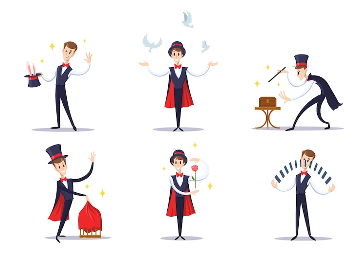 Vecteur gratuit jeu de magicien de dessin animé