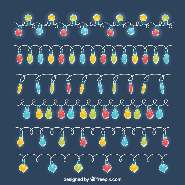 Jeu de main, dessiné vives lumières de Noël colorées