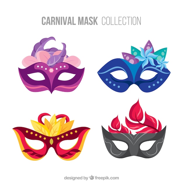 Jeu de masques de carnaval élégants