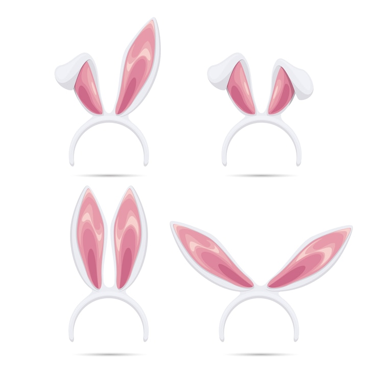 Vecteur gratuit jeu de masques de pâques. collection de masques d'oreilles de lapin de vecteur pour pâques. oreilles de lapin