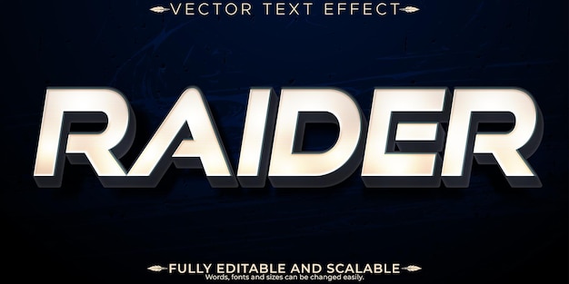 Vecteur gratuit jeu modifiable à effet de texte raider et style de police personnalisable envahisseur