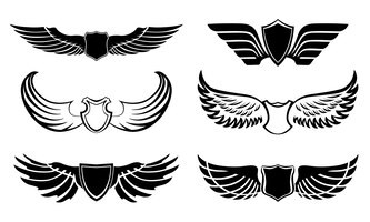 Vecteur gratuit jeu de pictogrammes d'ailes de plume abstraite