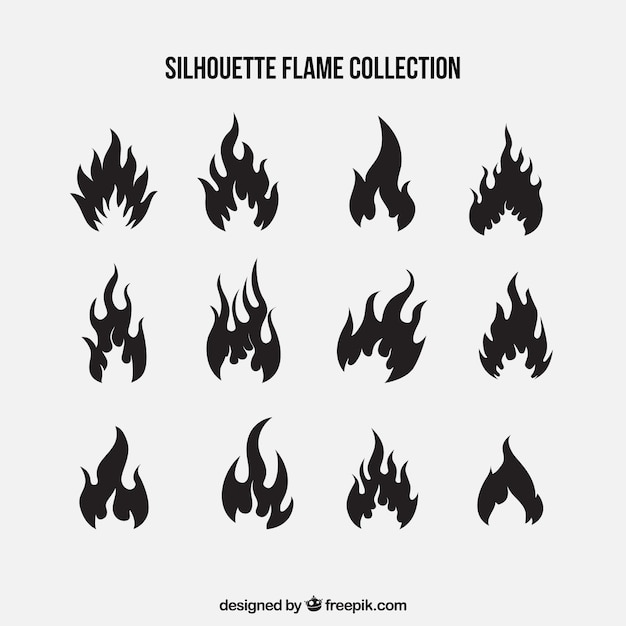 Vecteur gratuit jeu de silhouettes de flammes