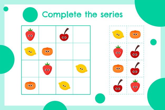 Jeu de sudoku design plat dessiné à la main