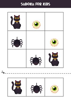Jeu de sudoku pour enfants avec des images d'halloween.