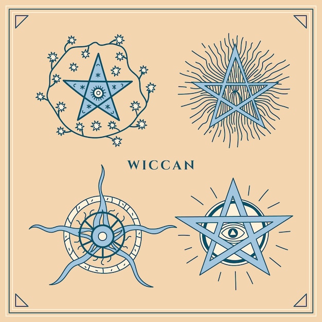 Vecteur gratuit jeu de symboles wiccans