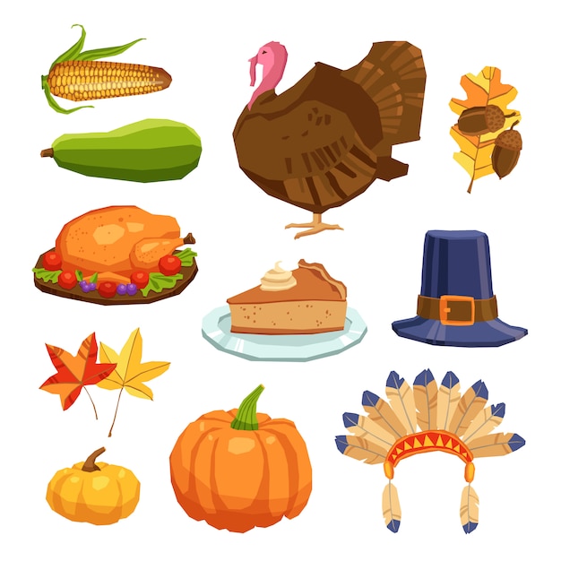 Vecteur gratuit jeu de thanksgiving