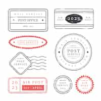 Vecteur gratuit jeu de timbres courrier design plat