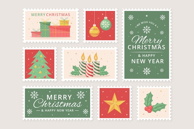 Jeu De Timbres De Noël Design Plat