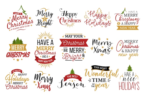 Vecteur gratuit jeu de typographie de noël