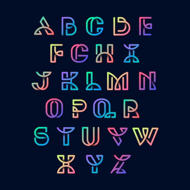 Jeu De Vecteur Alphabets Rétro Coloré