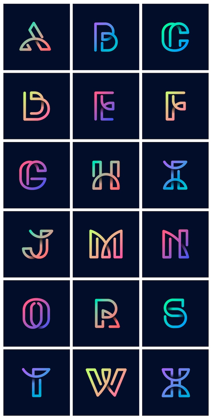 Vecteur gratuit jeu de vecteur alphabets rétro coloré