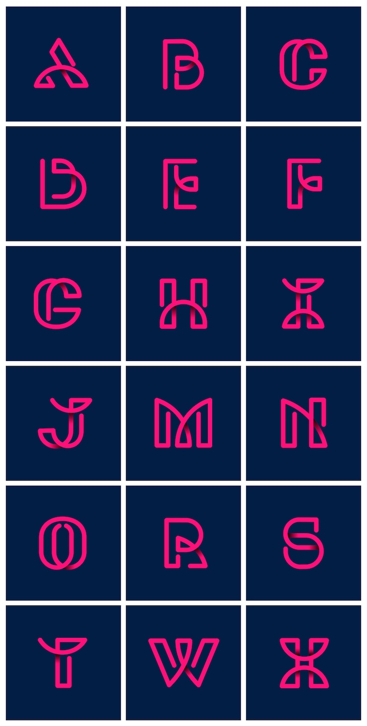 Vecteur gratuit jeu de vecteur alphabets rétro rose
