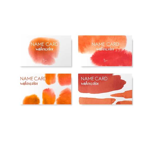 Jeu De Vecteur De Carte Style Aquarelle Orange