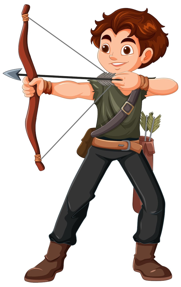 Vecteur gratuit un jeune archer vise sa cible