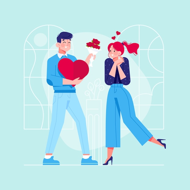 Jeune Couple Amoureux Illustration