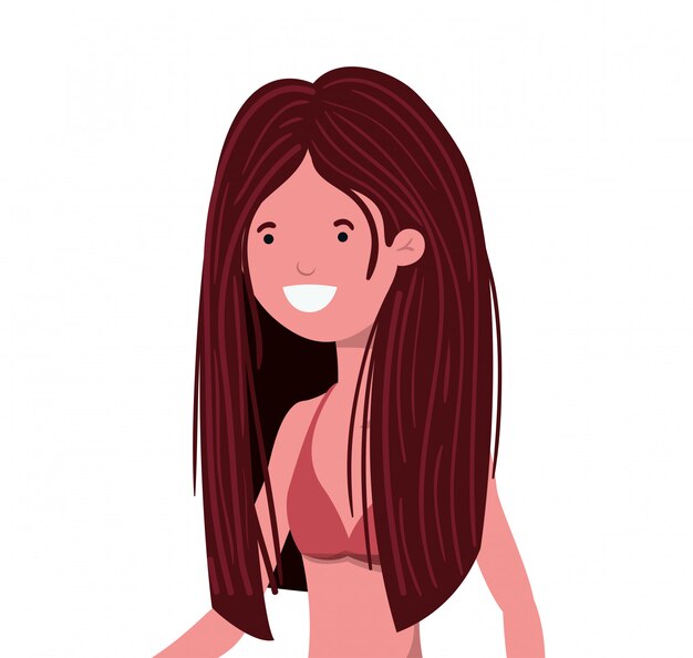 Jeune femme en maillot de bain blanc