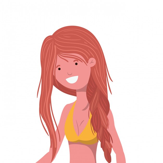 Jeune femme en maillot de bain blanc