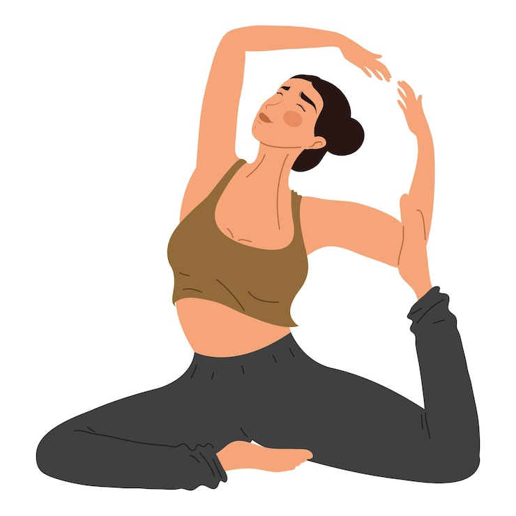 Vecteur gratuit une jeune femme pratiquant le yoga
