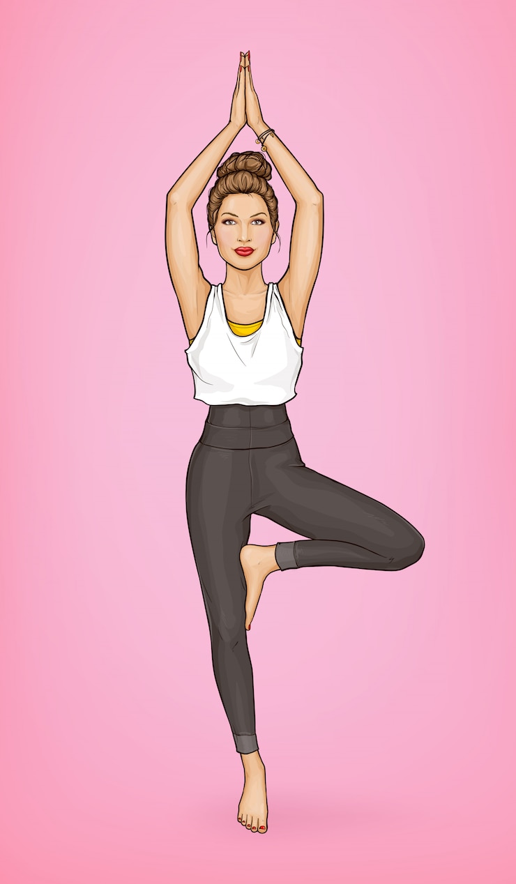 Vecteur gratuit jeune femme pratique le yoga et la méditation