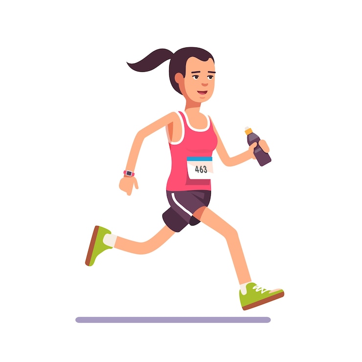 Vecteur gratuit jeune femme qui court un marathon