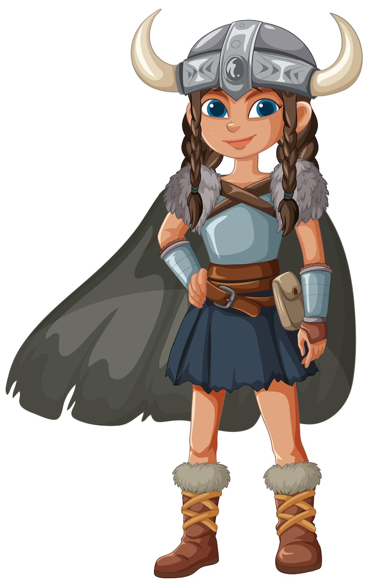 Vecteur gratuit un jeune guerrier viking courageux