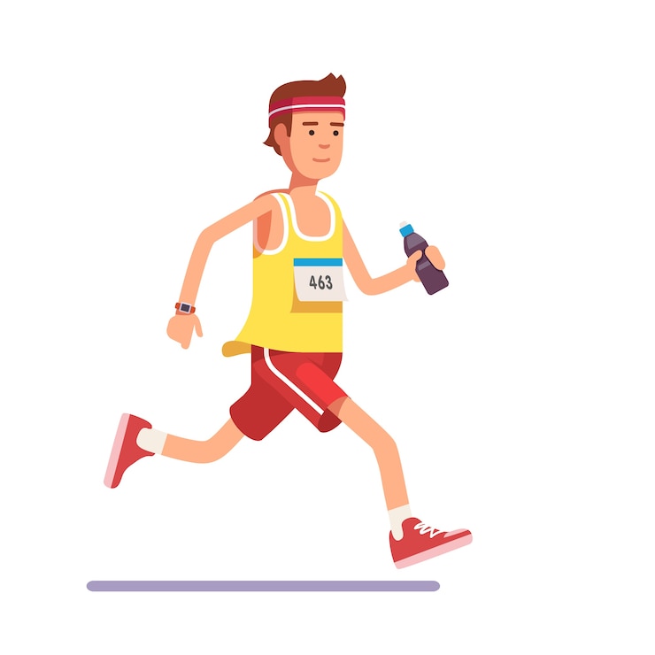 Vecteur gratuit jeune homme qui court un marathon