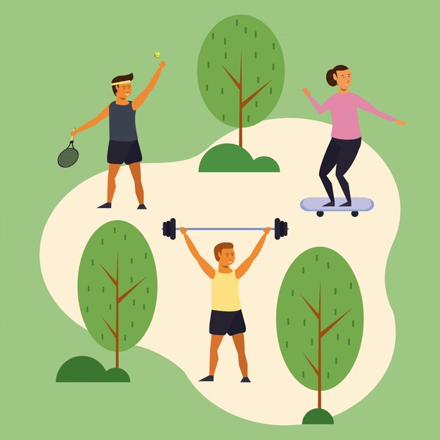 Jeunes entraînant des sports au parc
