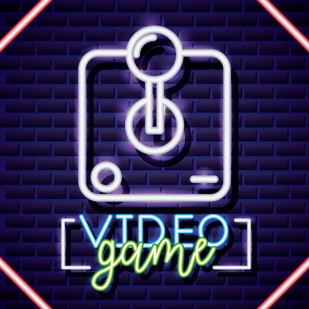 Vecteur gratuit jeux vidéo au néon et illustration du contrôle au néon