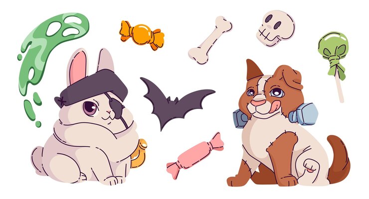 Vecteur gratuit joli costume de fête d'halloween pour le personnage animal