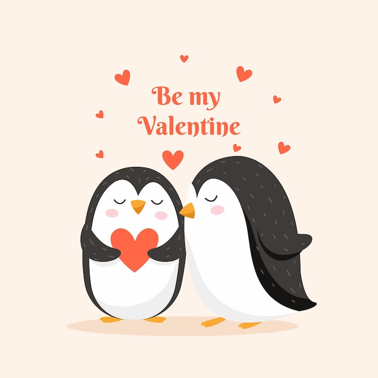 Vecteur gratuit joli couple d'animaux de la saint-valentin