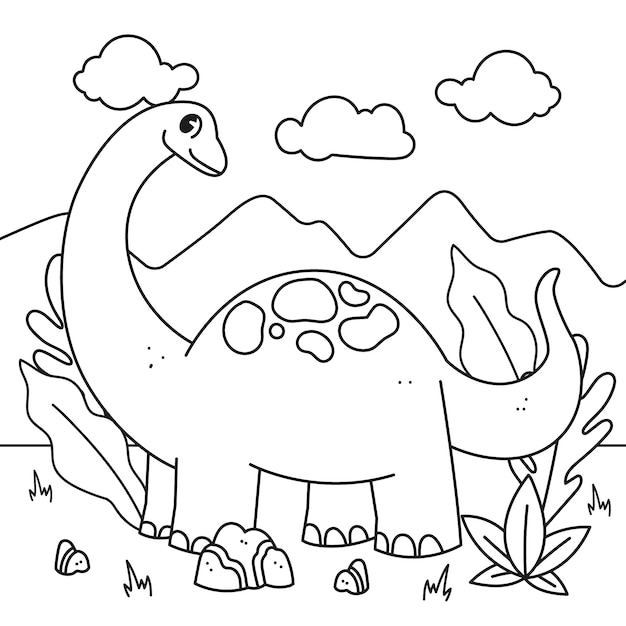 Vecteur gratuit joli livre de coloriage avec dinosaure