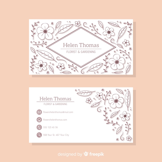 Vecteur gratuit joli modèle de carte de visite avec un design floral