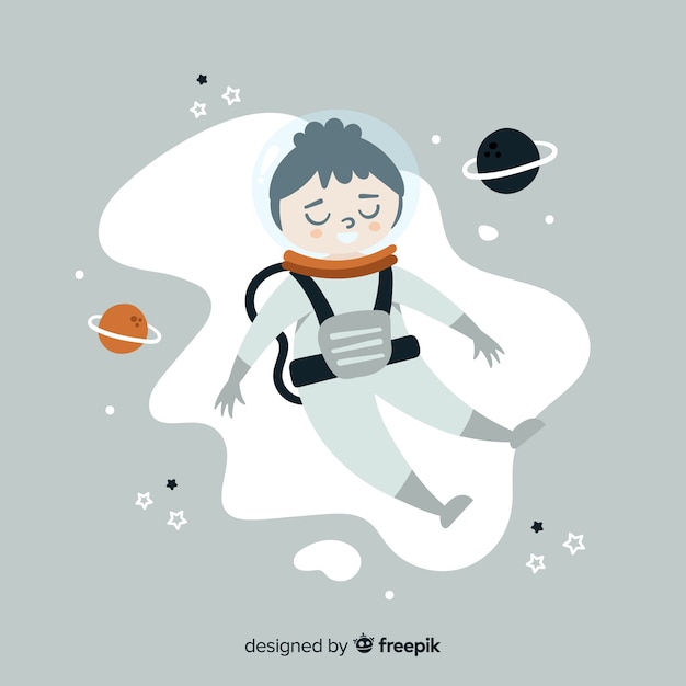 Joli Personnage D'astronaute Au Design Plat