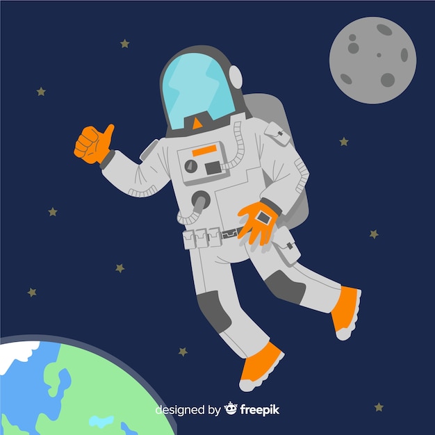 Vecteur gratuit joli personnage d'astronaute au design plat