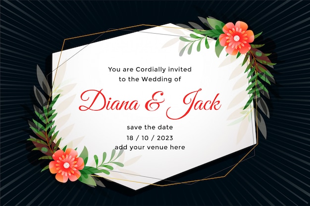Belle Carte D Invitation De Mariage Dore Et Blanc Vecteur Gratuite