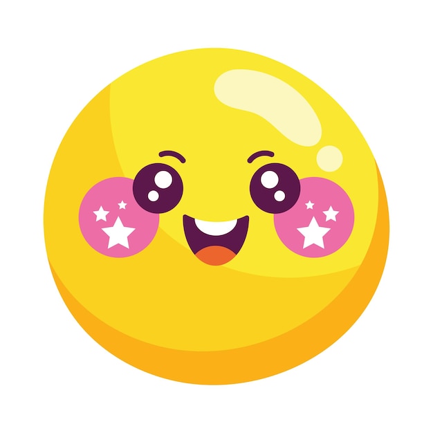 Vecteur gratuit jolie mascotte d'emoji kawaii souriant