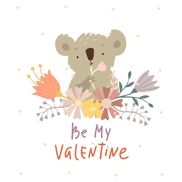 Vecteur gratuit jolie saint valentin avec koala