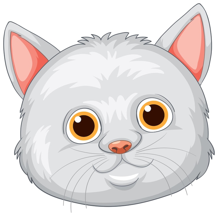 Vecteur gratuit une jolie tête de chat de dessin animé