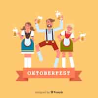 Vecteur gratuit de jolis personnages célébrant l'oktoberfest