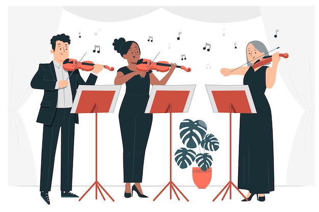 Vecteur gratuit jouer l'illustration du concept d'orchestre