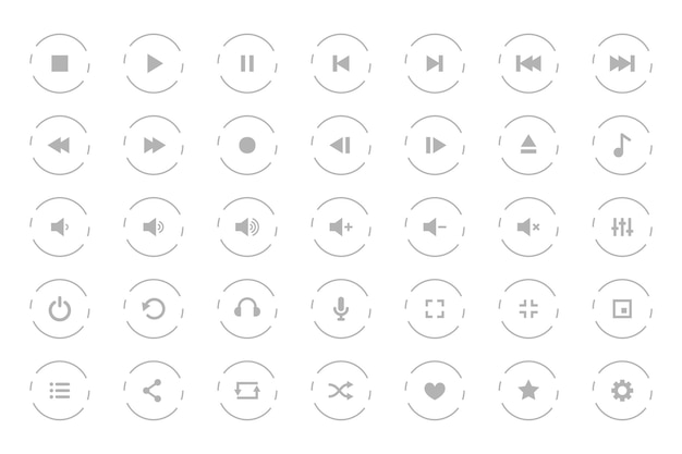 joueur d'audio de style plat signe de bouton dans la collection